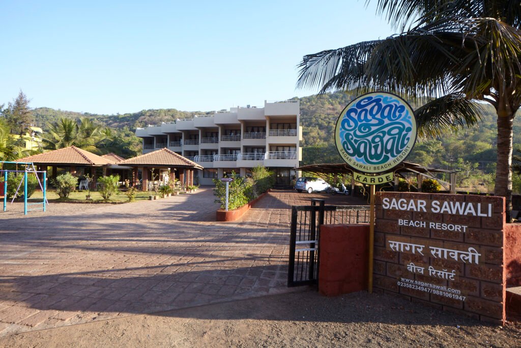 Karde beach resort in Dapoli - Sagar Sawali aerial view with infinity pool and Arabian Sea