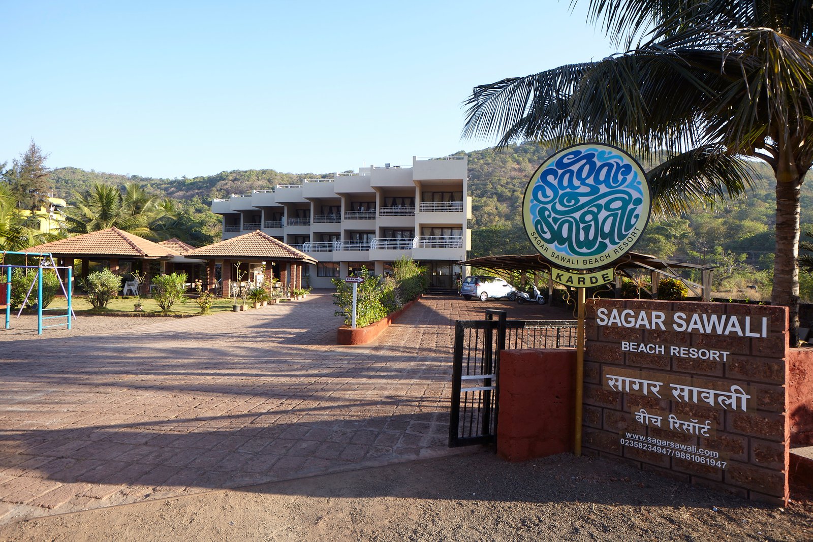 Karde beach resort in Dapoli - Sagar Sawali aerial view with infinity pool and Arabian Sea