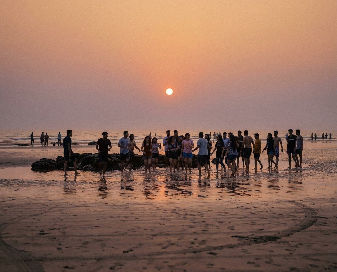 Corporate team outing near Mumbai in Dapoli - Sagar Sawali beachfront resort aerial view 2026