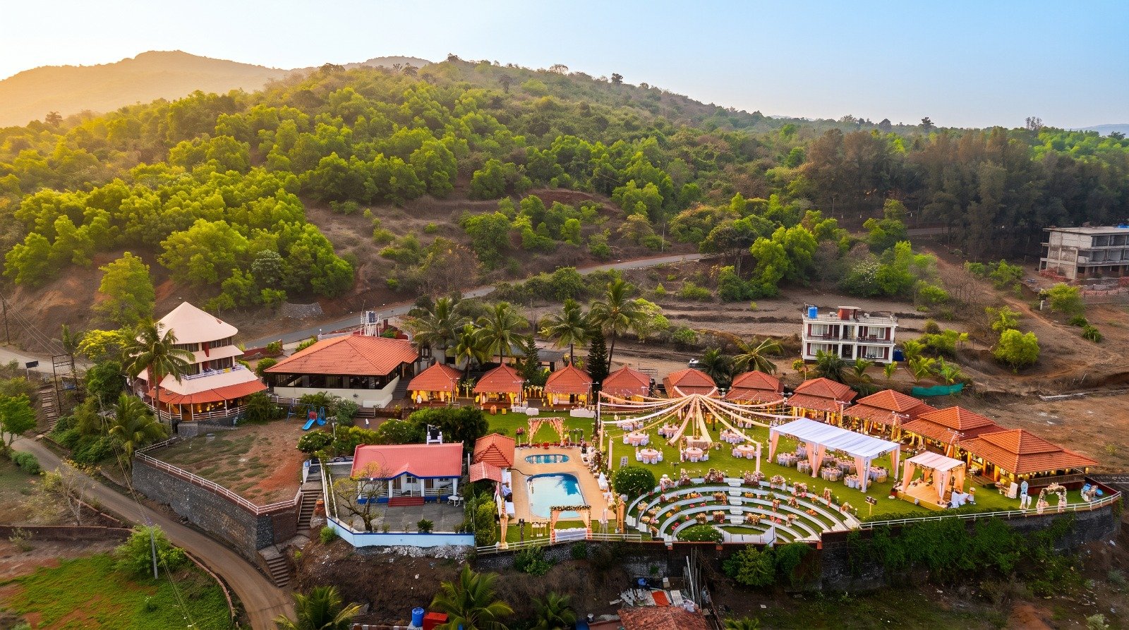 destination wedding in Dapoli - sea facing amphitheatre at Ladghar